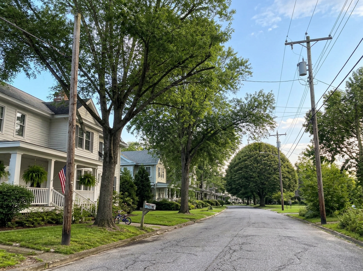 Tree-lined residential street in Cedarville, NJ